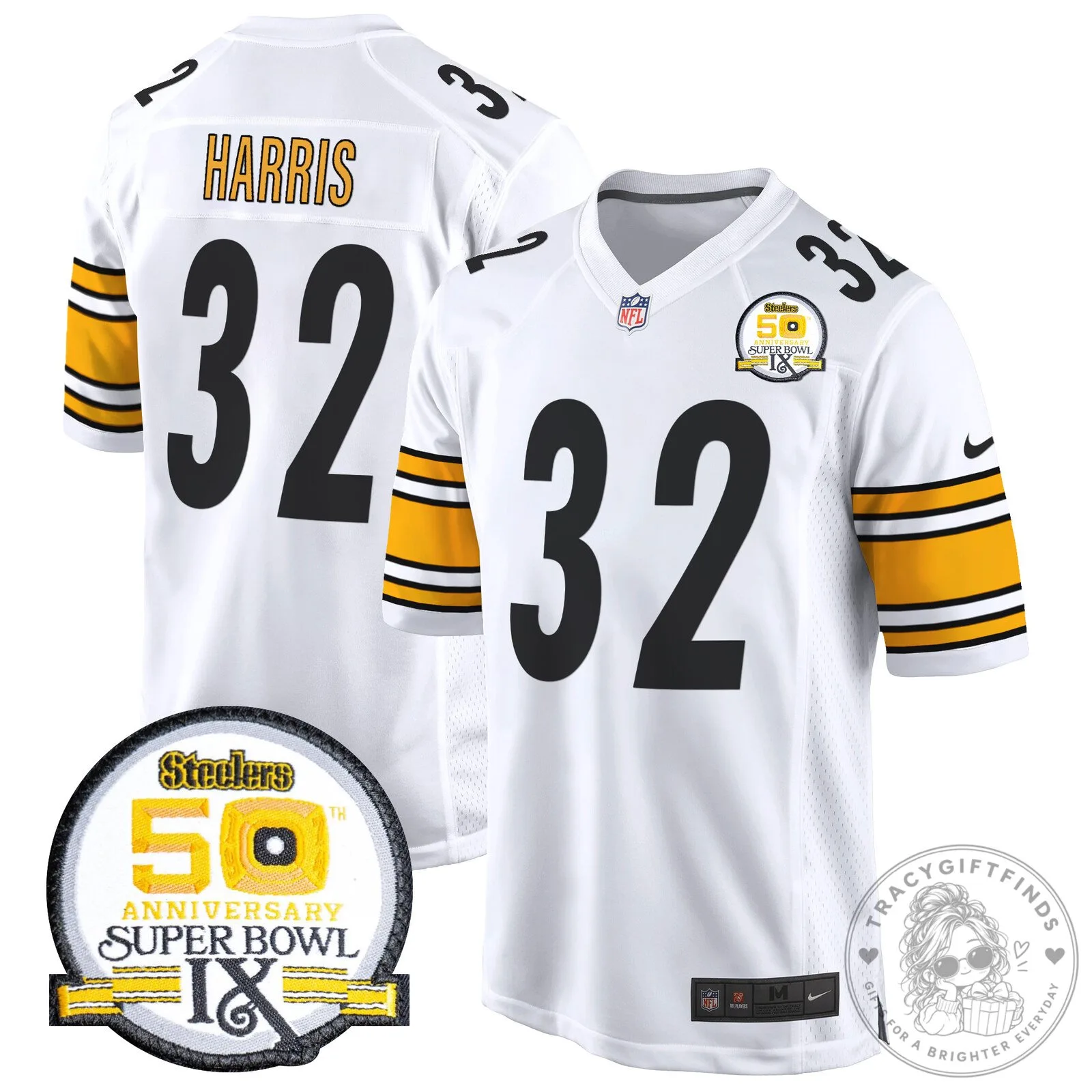 Super Bowl IX Fields Jersey for 50th Anniversary of Pittsburgh Steelers 91 Super Bowl IX Fields Jersey for 50th Anniversary of Pittsburgh Steelers