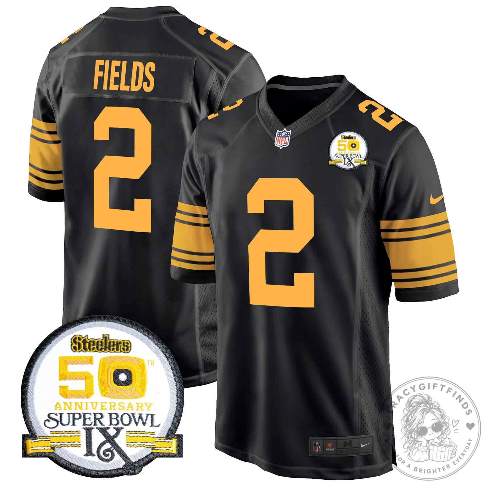 Super Bowl IX Fields Jersey for 50th Anniversary of Pittsburgh Steelers 103 Super Bowl IX Fields Jersey for 50th Anniversary of Pittsburgh Steelers