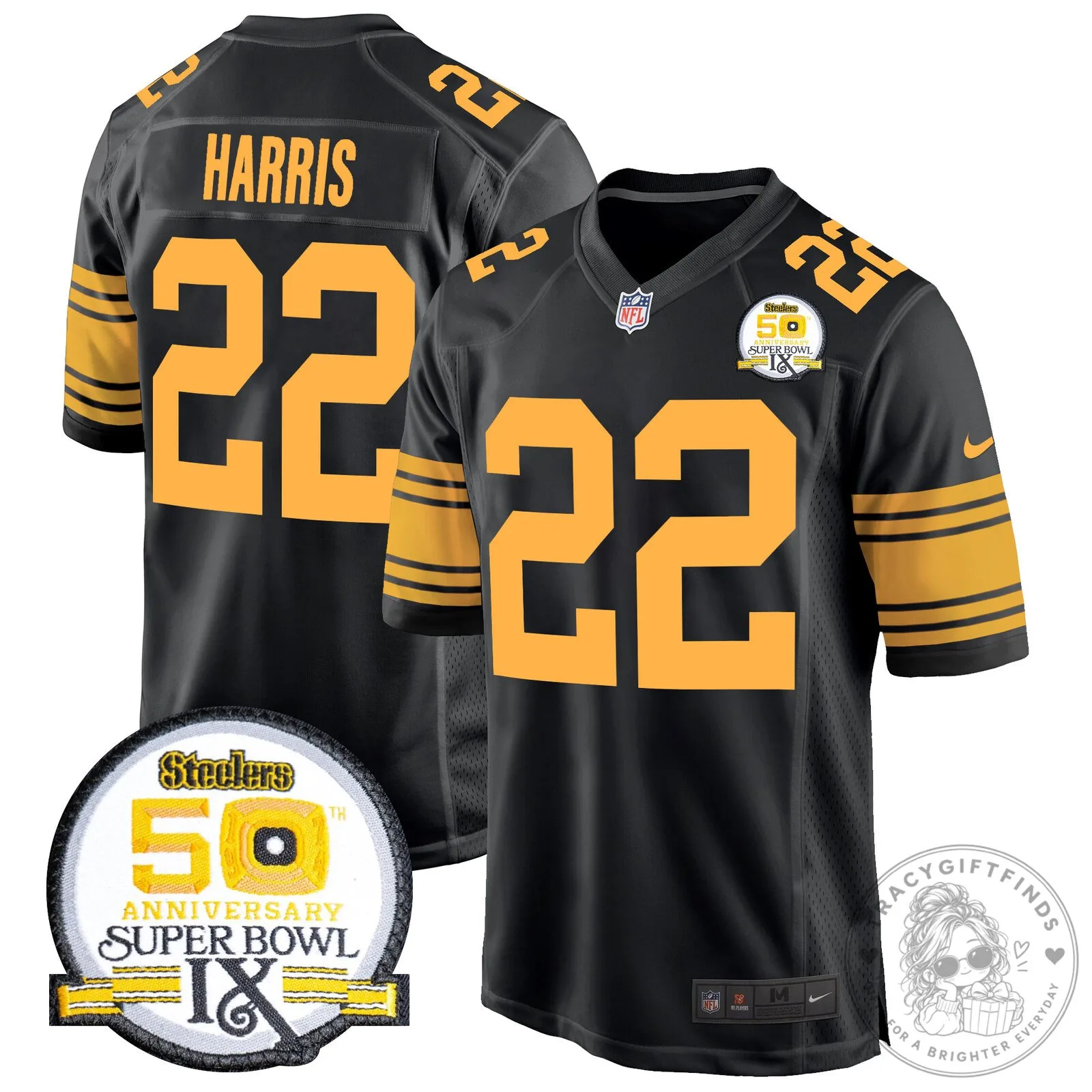 Super Bowl IX Fields Jersey for 50th Anniversary of Pittsburgh Steelers 106 Super Bowl IX Fields Jersey for 50th Anniversary of Pittsburgh Steelers