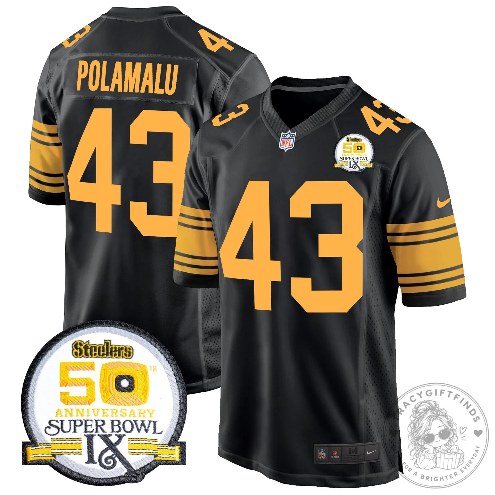 Super Bowl IX Fields Jersey for 50th Anniversary of Pittsburgh Steelers 107 Super Bowl IX Fields Jersey for 50th Anniversary of Pittsburgh Steelers