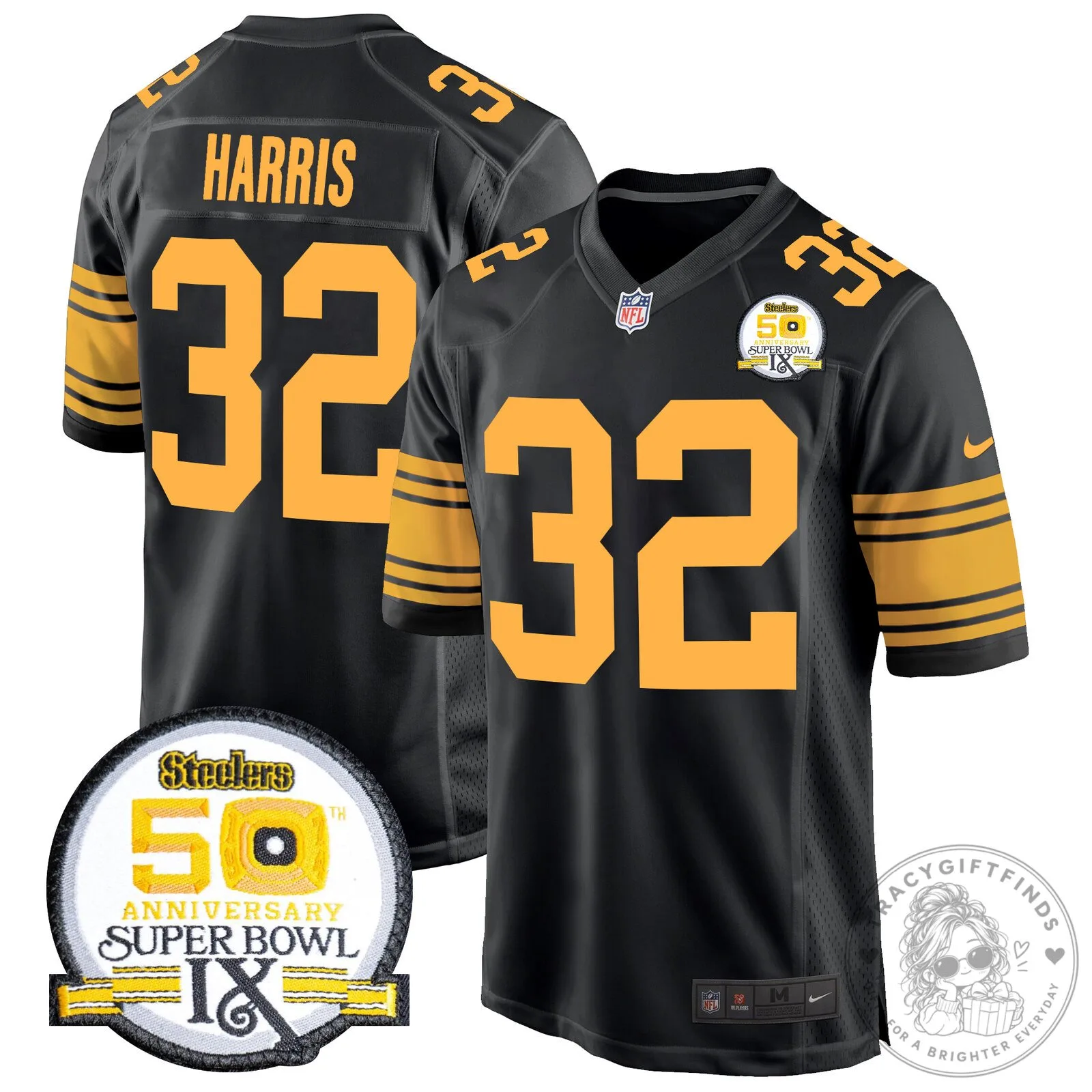 Super Bowl IX Fields Jersey for 50th Anniversary of Pittsburgh Steelers 109 Super Bowl IX Fields Jersey for 50th Anniversary of Pittsburgh Steelers