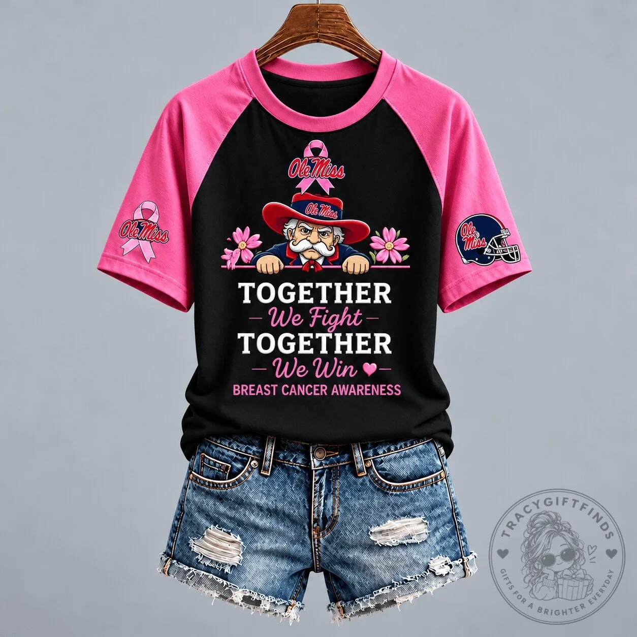 Ole Miss Rebels Breast Cancer Awareness Together We Fight Together We Win T-Shirt