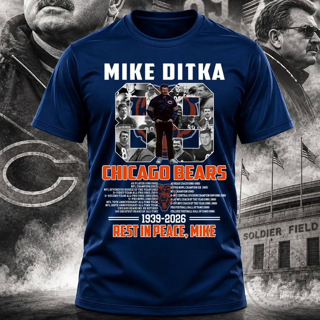 Mike Ditka Chicago Bears Legend Tribute Football T-Shirt