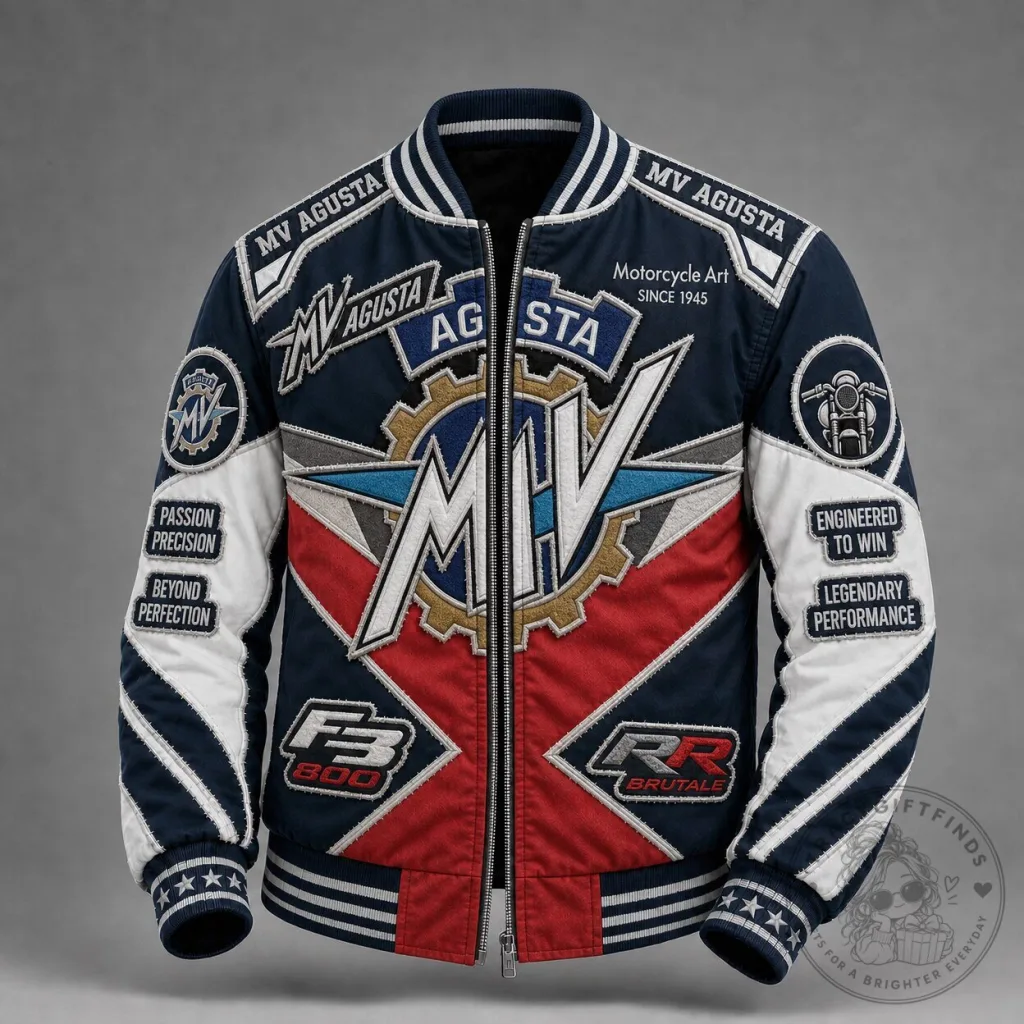 MV Agusta Motorcycle Art Engineered To Win Legendary Performance Bomber Jacket MV Agusta Motorcycle Art Engineered To Win Legendary Performance Bomber Jacket