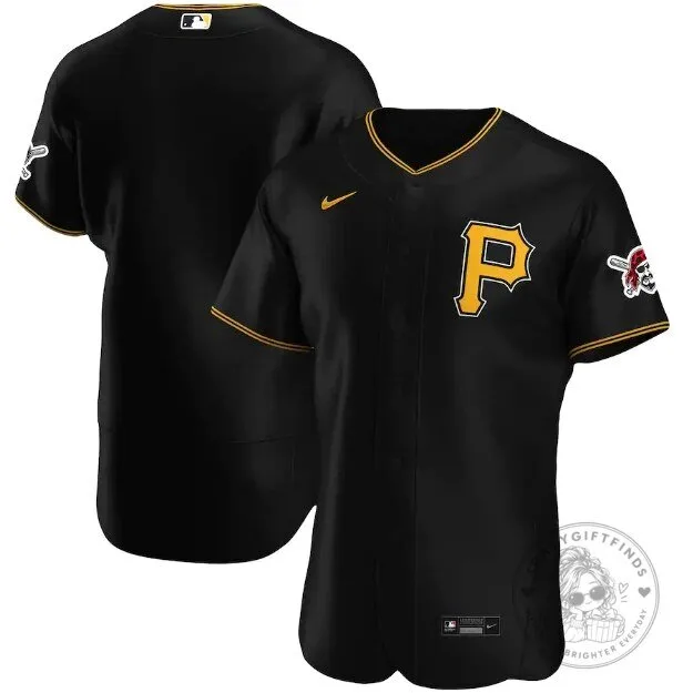 Pittsburgh Pirates Authentic Black Baseball Jersey with Yellow Trim
