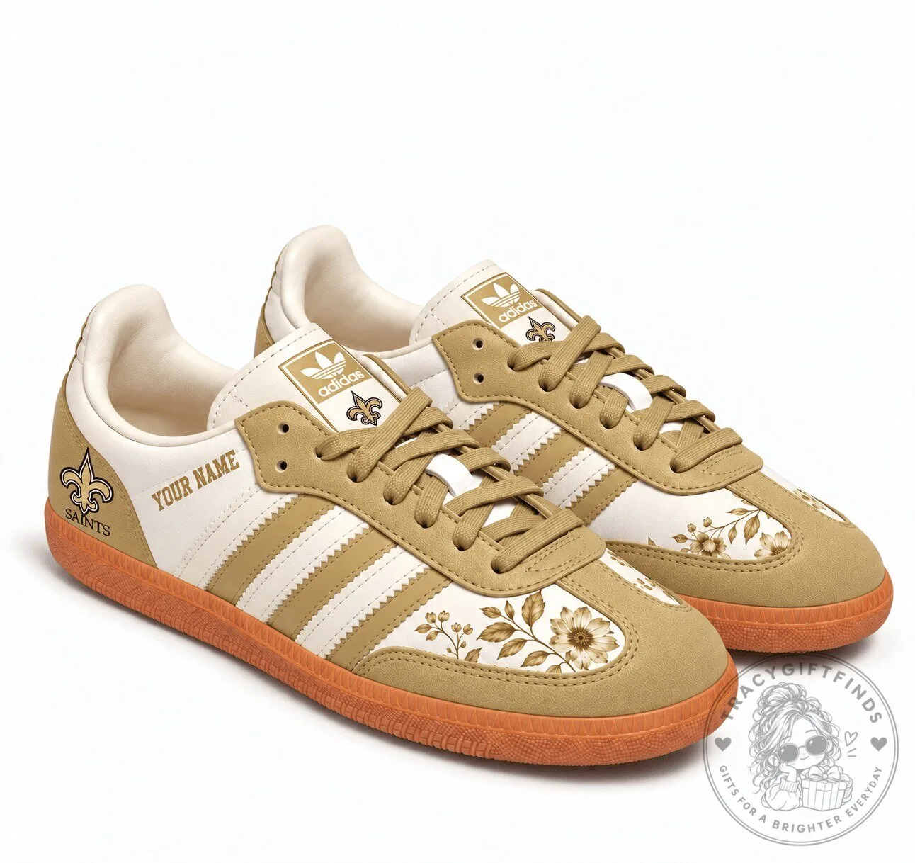New Orleans Saints Football Team Floral Heritage Custom Name Samba Shoes