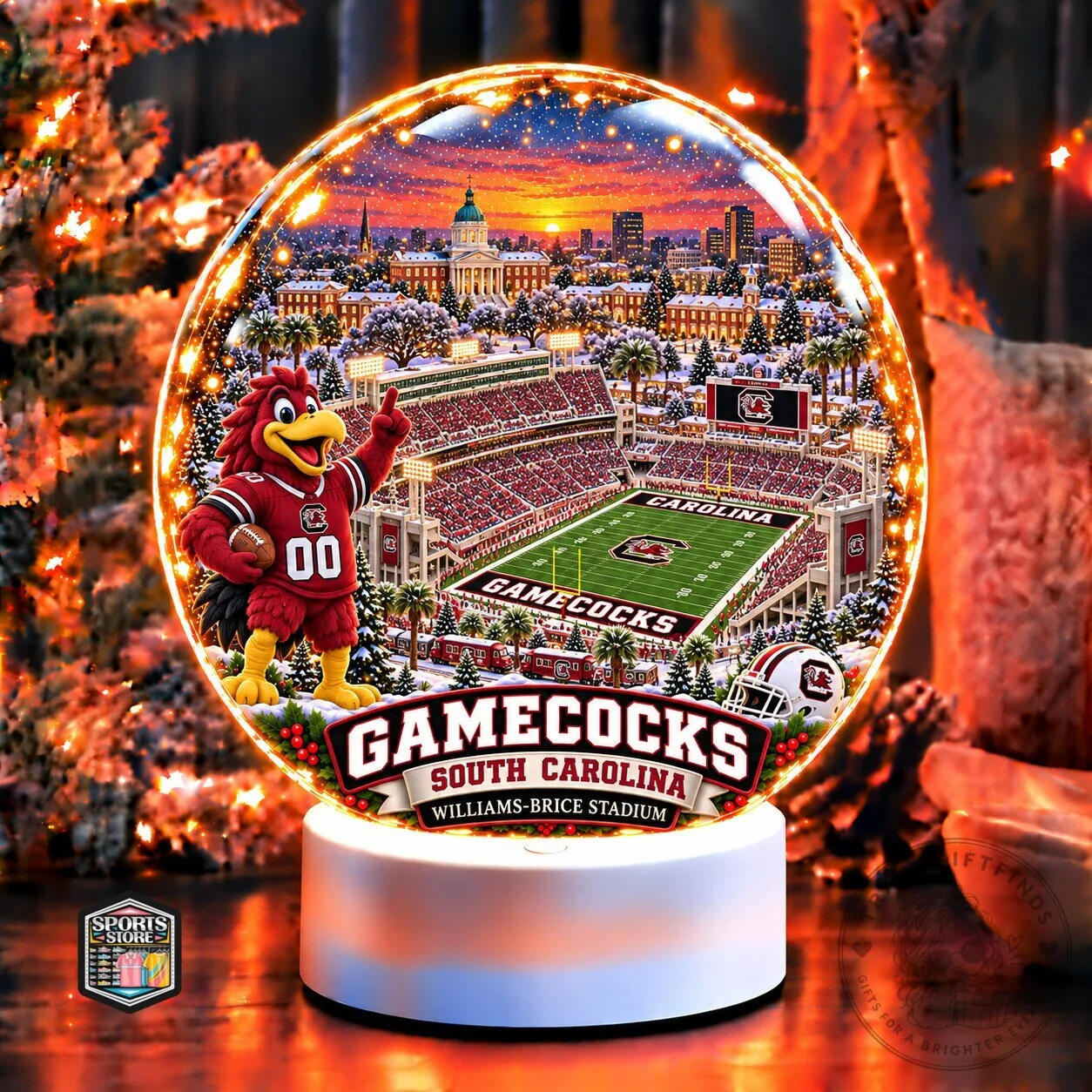 South Carolina Gamecocks Football Williams-Brice Stadium Christmas Snow Globe 3 South Carolina Gamecocks Football Williams-Brice Stadium Christmas Snow Globe