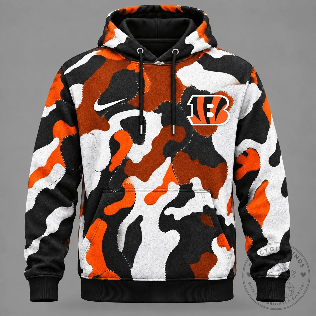 Cincinnati Bengals NFL Team Camouflage Orange Black White Hoodie 2 Cincinnati Bengals NFL Team Camouflage Orange Black White Hoodie