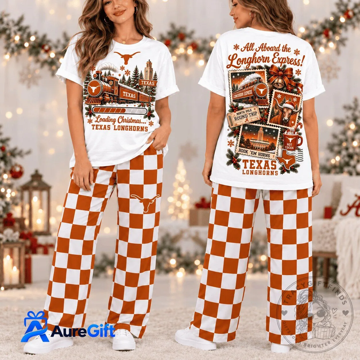 Texas Longhorns Christmas Holiday Pajamas Set 1 Texas Longhorns Christmas Holiday Pajamas Set