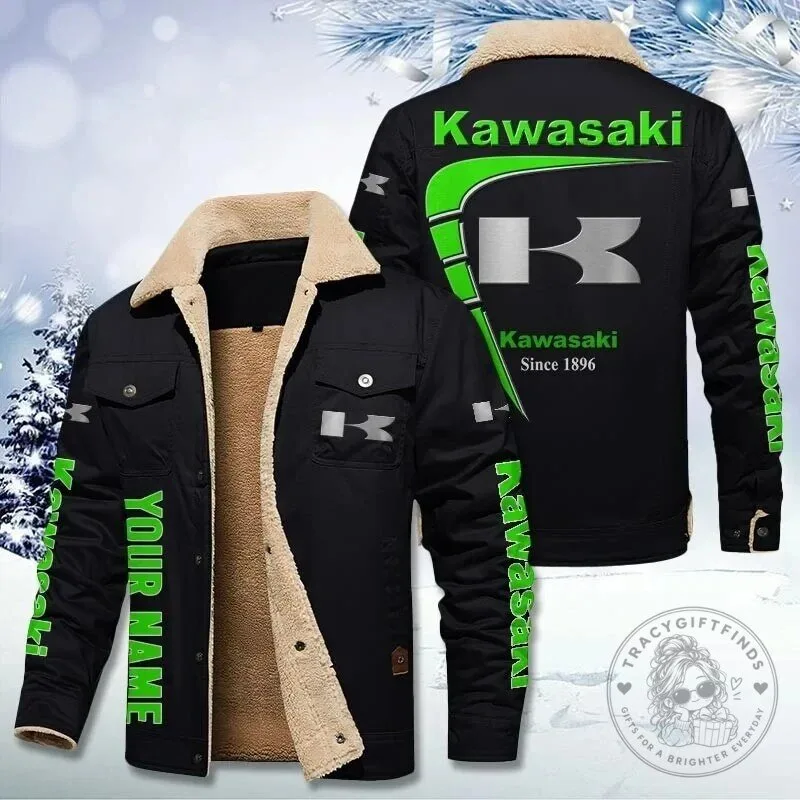 Kawasaki Racing Team Black and Green Logo Winter Sherpa Lined Jacket 1 Kawasaki Racing Team Black and Green Logo Winter Sherpa Lined Jacket