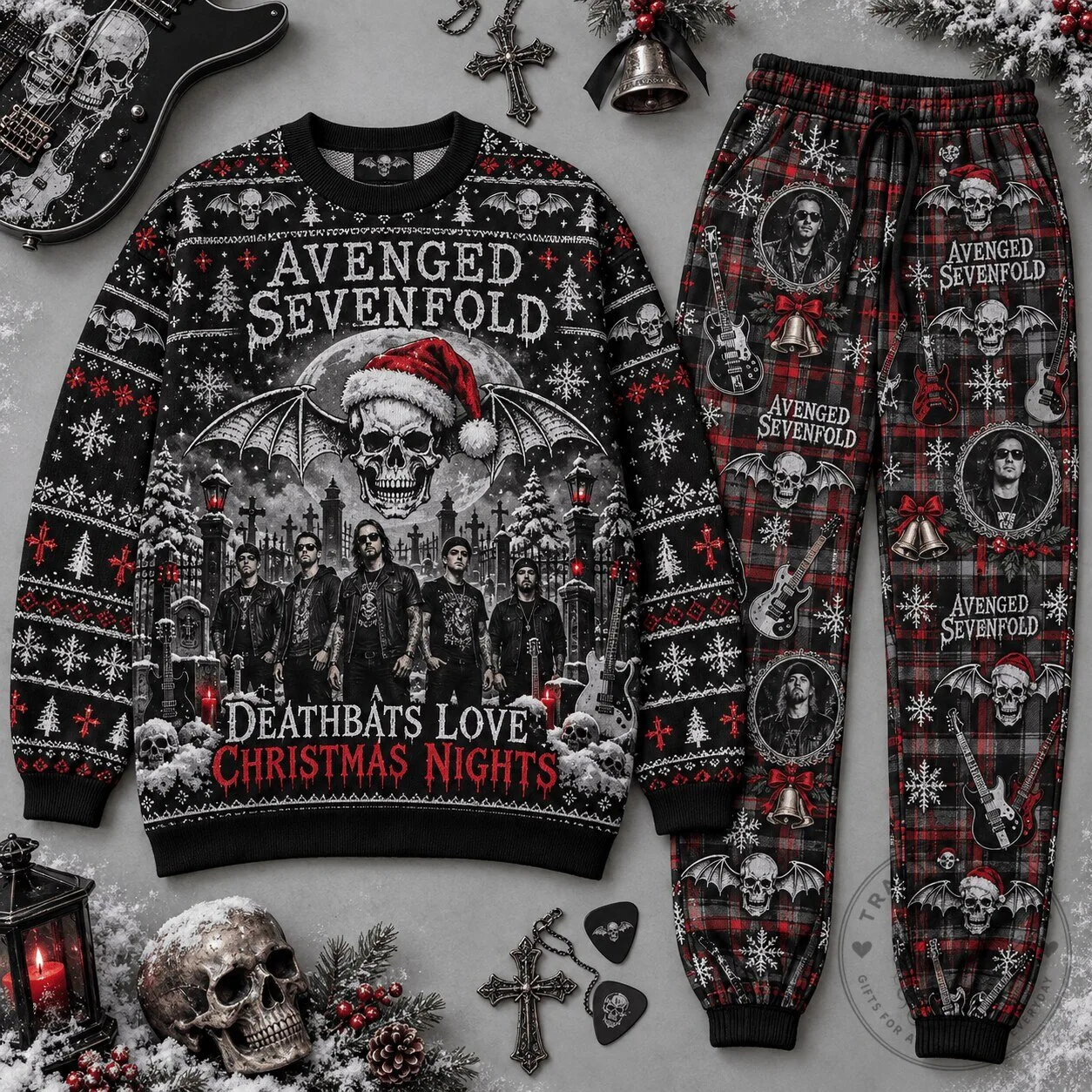Avenged Sevenfold Deathbats Love Christmas Nights Ugly Christmas Sweater
