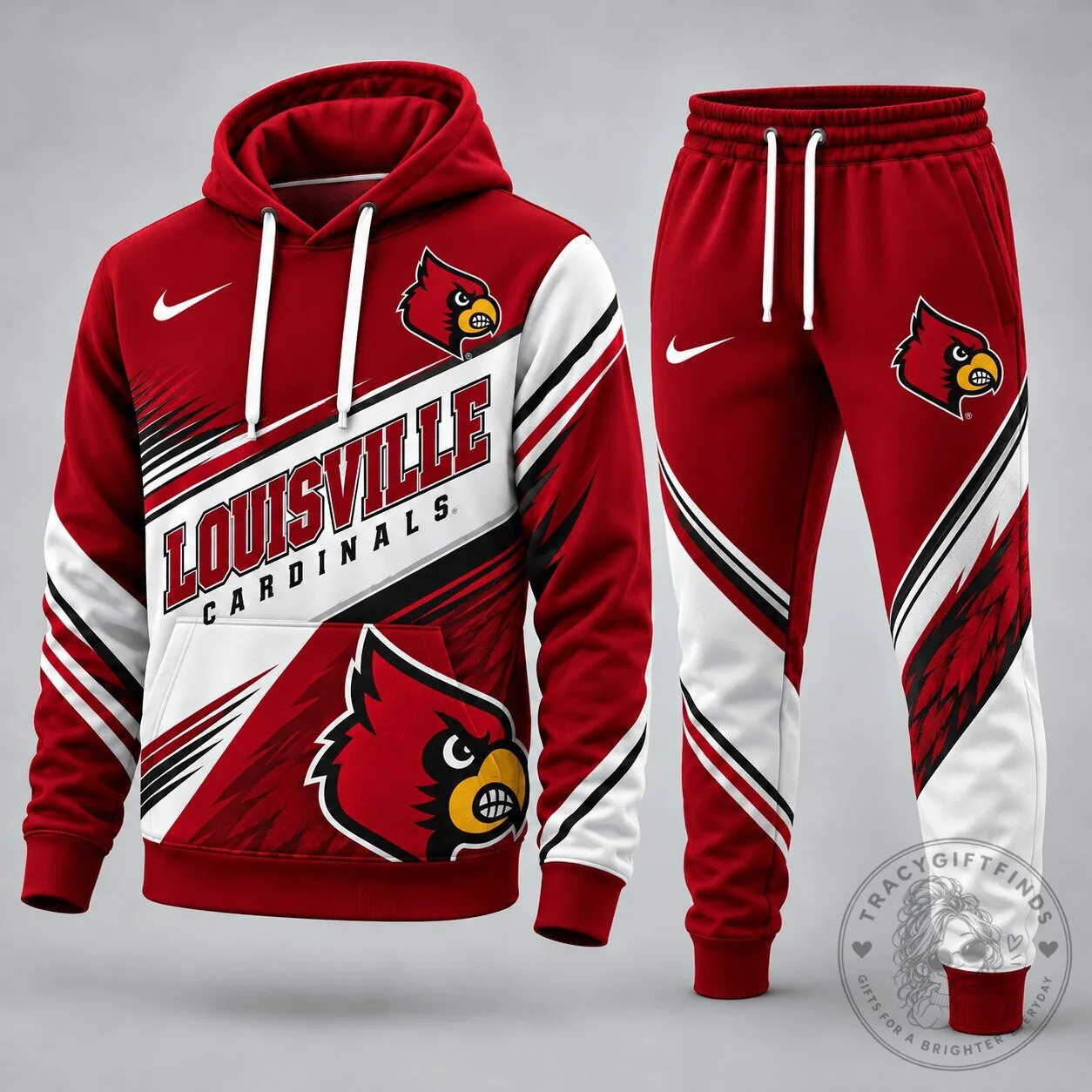Louisville Cardinals Red White and Black Athletic Hoodie
