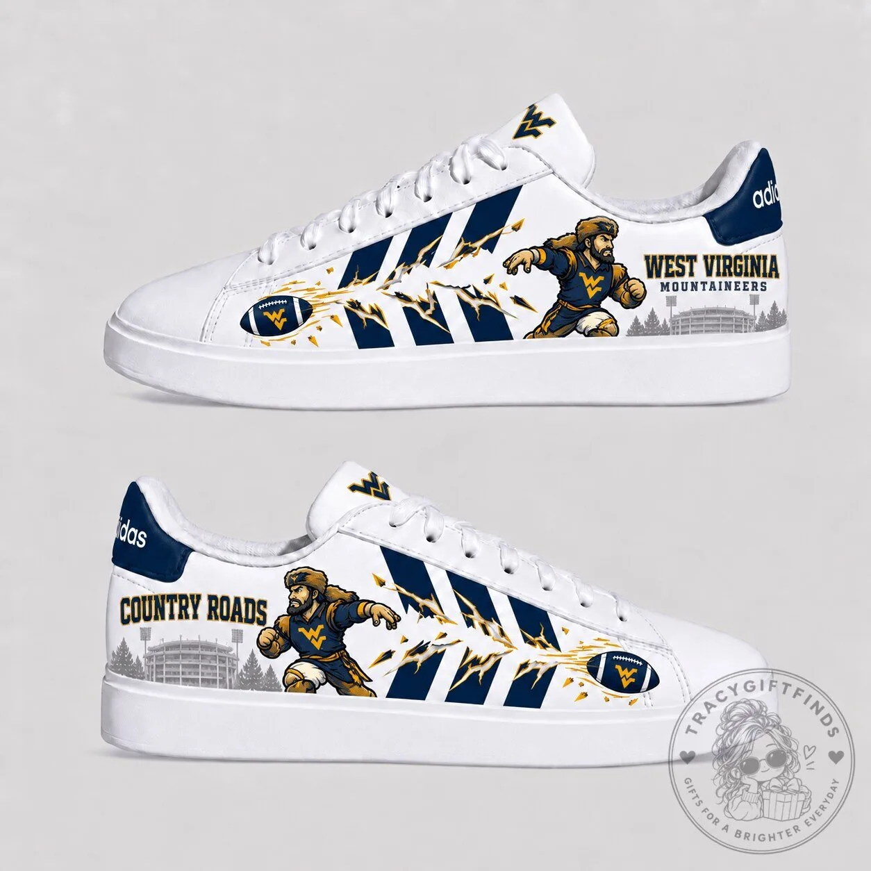 West Virginia Mountaineers Country Roads Football Team Sneakers 1 West Virginia Mountaineers Country Roads Football Team Sneakers