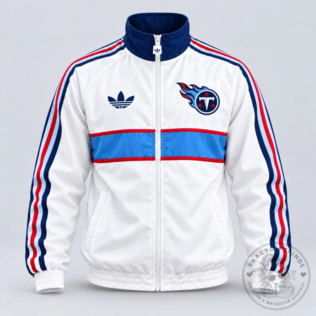 Tennessee Titans NFL Vintage Heritage Triple Stripe Full-Zip Track Jacket Tennessee Titans NFL Vintage Heritage Triple Stripe Full-Zip Track Jacket
