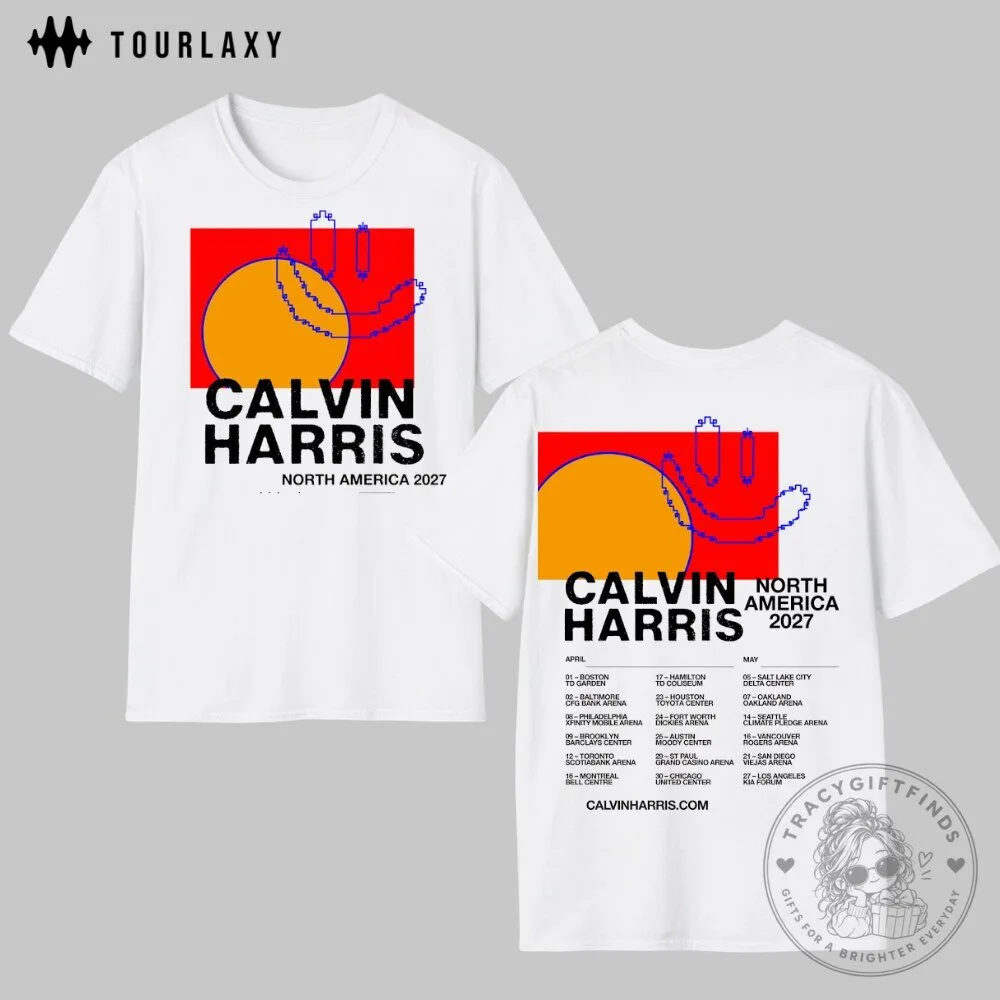 Calvin Harris North America 2027 Tour Dates White Graphic T-Shirt