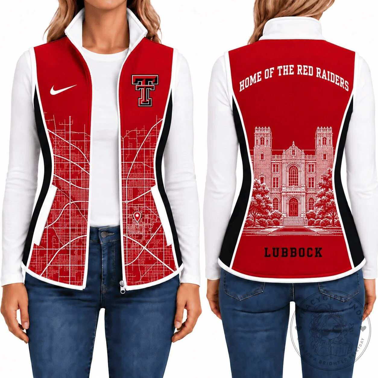 Texas Tech Red Raiders Women's Full-Zip Fleece Vest Jacket 1 Texas Tech Red Raiders Women's Full-Zip Fleece Vest Jacket