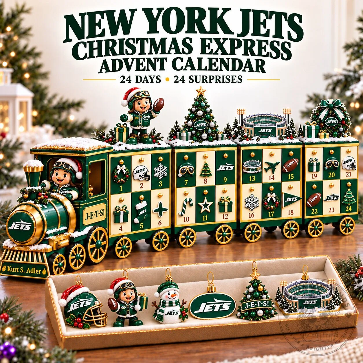 New York Jets Christmas Express Advent Calendar Train 24 Day Countdown