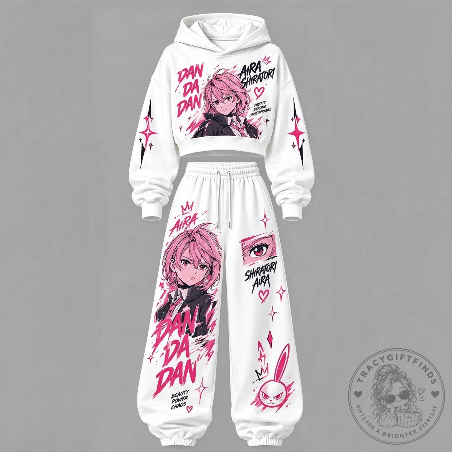 Dandadan Aira Shiratori Anime Manga Character Cropped Hoodie and Sweatpants Set