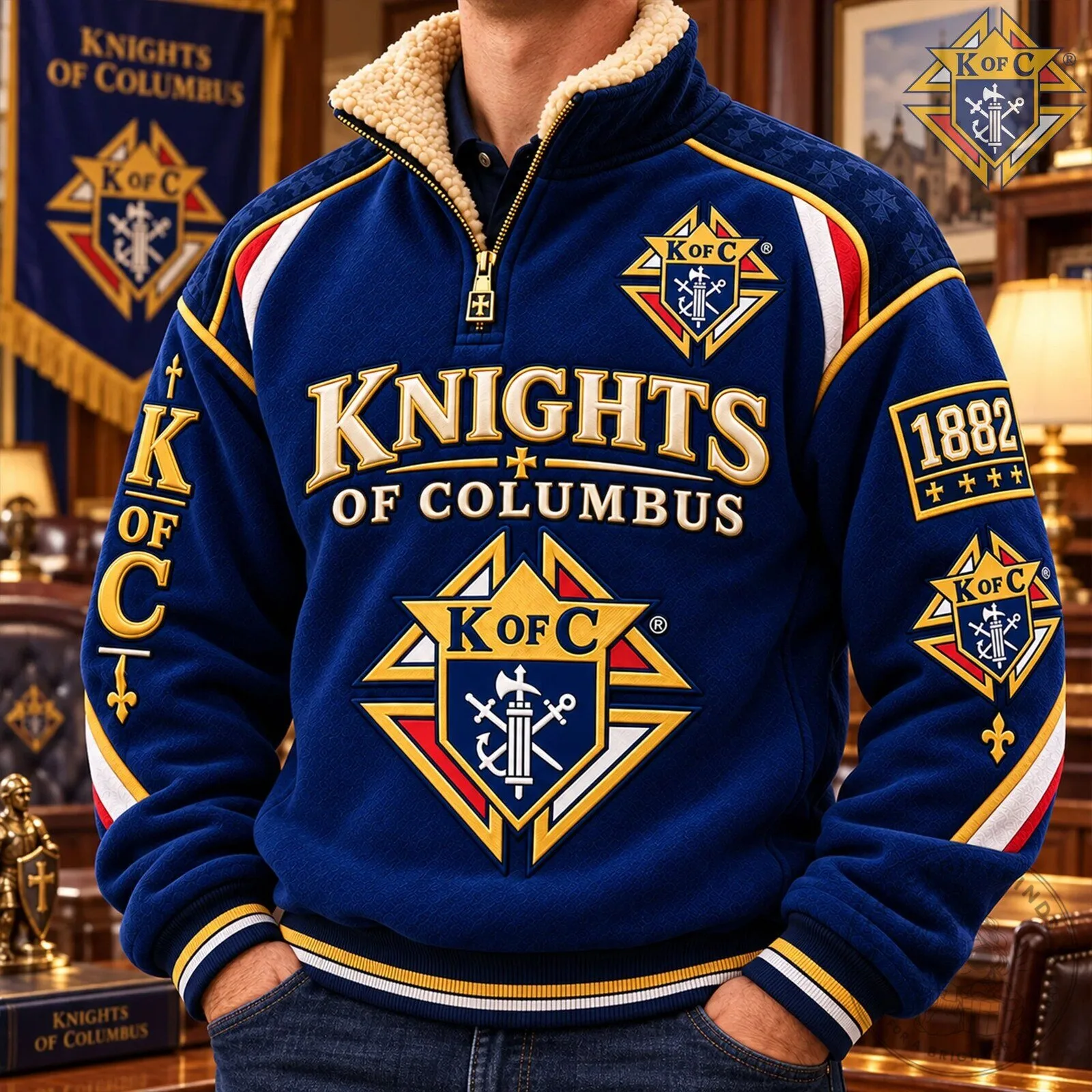 Knights of Columbus 1882 Sherpa Collar Quarter Zip Pullover Sweatshirt 9 Knights of Columbus 1882 Sherpa Collar Quarter Zip Pullover Sweatshirt