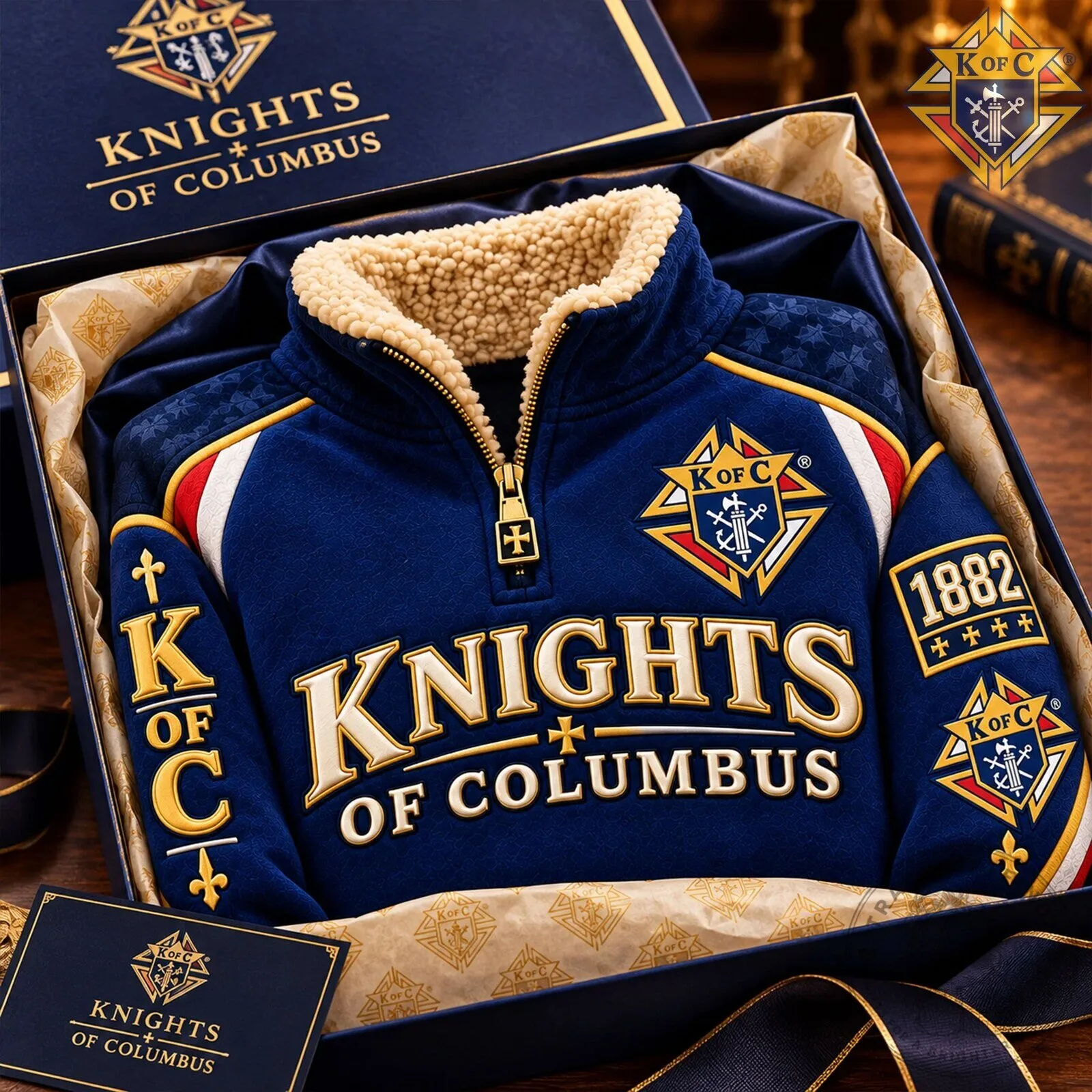 Knights of Columbus 1882 Sherpa Collar Quarter Zip Pullover Sweatshirt 10 Knights of Columbus 1882 Sherpa Collar Quarter Zip Pullover Sweatshirt