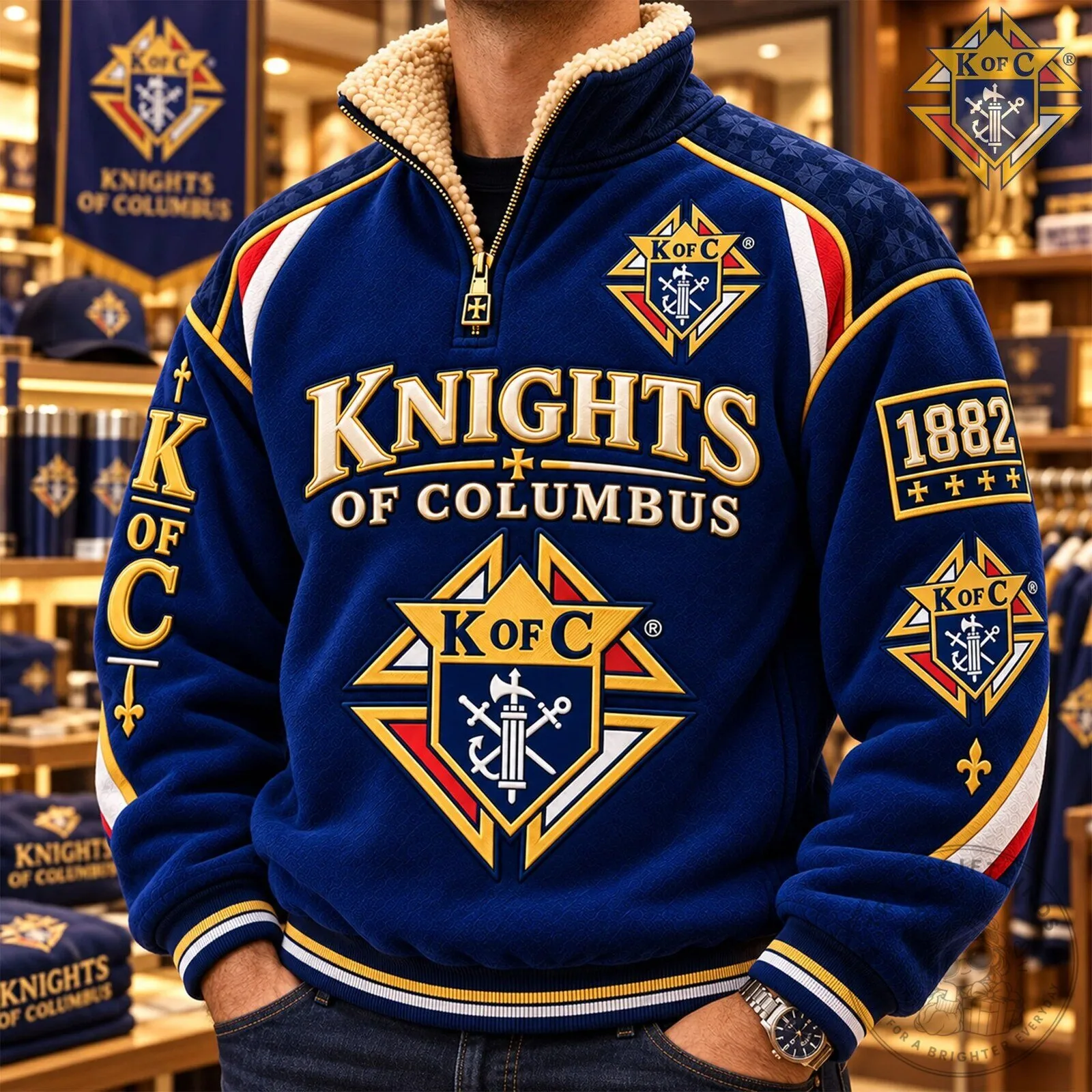 Knights of Columbus 1882 Sherpa Collar Quarter Zip Pullover Sweatshirt 11 Knights of Columbus 1882 Sherpa Collar Quarter Zip Pullover Sweatshirt