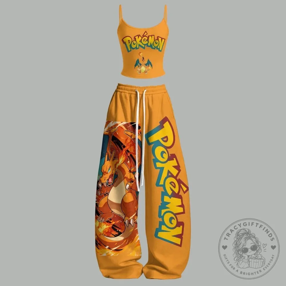 Pokemon Charizard Two-Piece Crop Top and Sweatpants Set 2 Pokemon Charizard Two-Piece Crop Top and Sweatpants Set