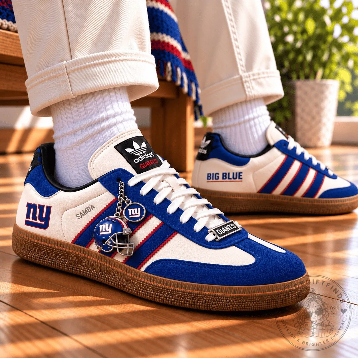 New York Giants Adidas Samba Style Low Top Sneakers for Men and Women 2 New York Giants Adidas Samba Style Low Top Sneakers for Men and Women