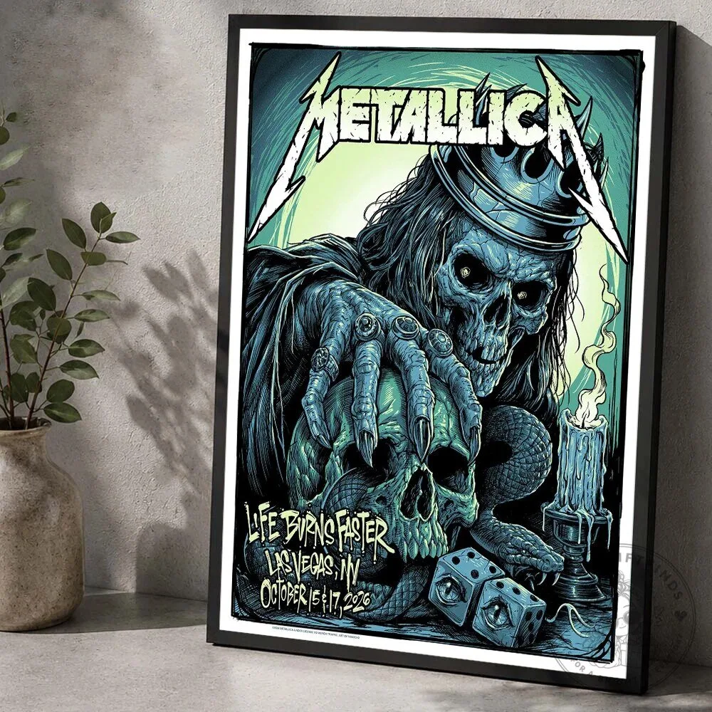 Metallica Life Burns Faster Las Vegas Concert Poster Wall Art