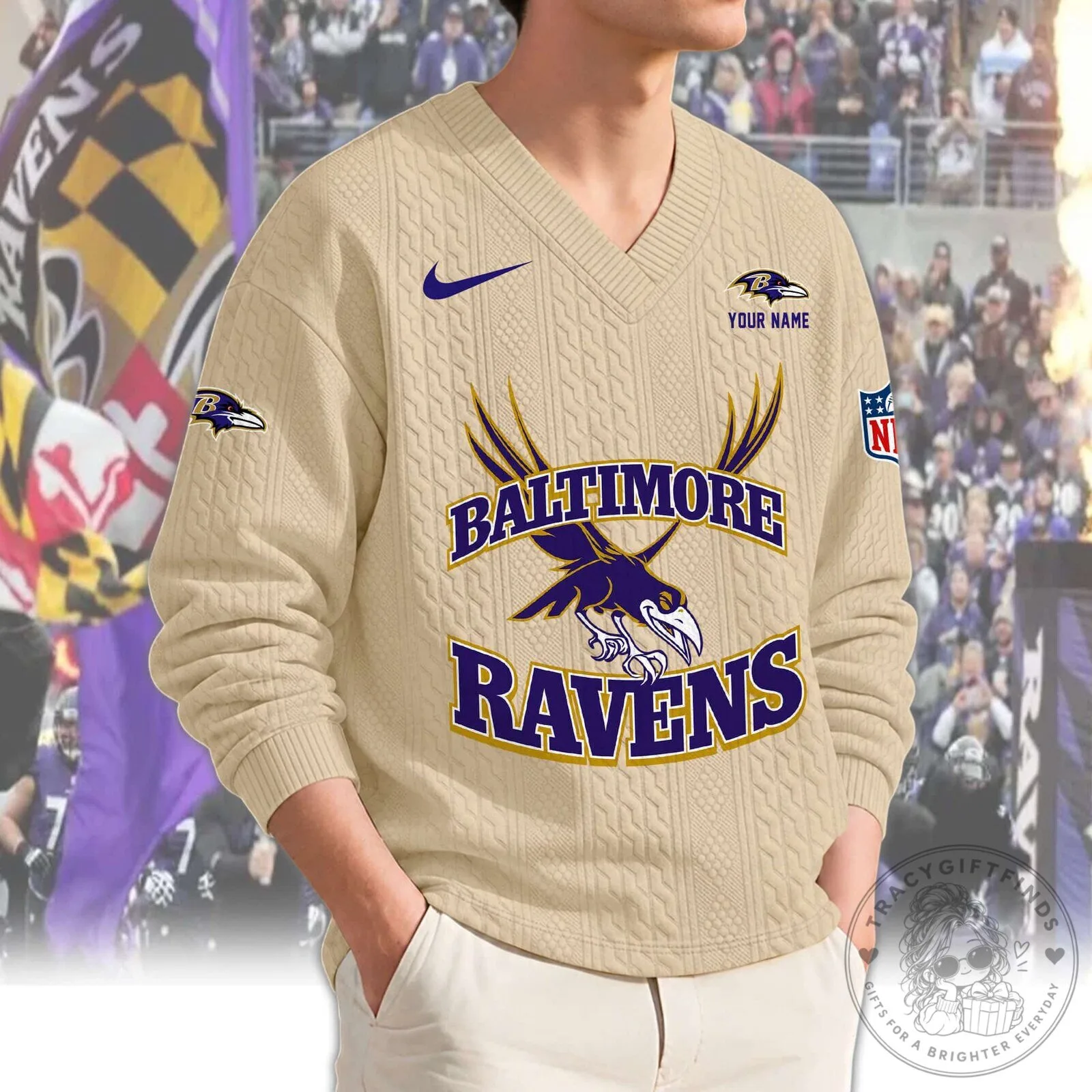 Baltimore Ravens Football Team Custom Name Knit Sweater 10 Baltimore Ravens Football Team Custom Name Knit Sweater