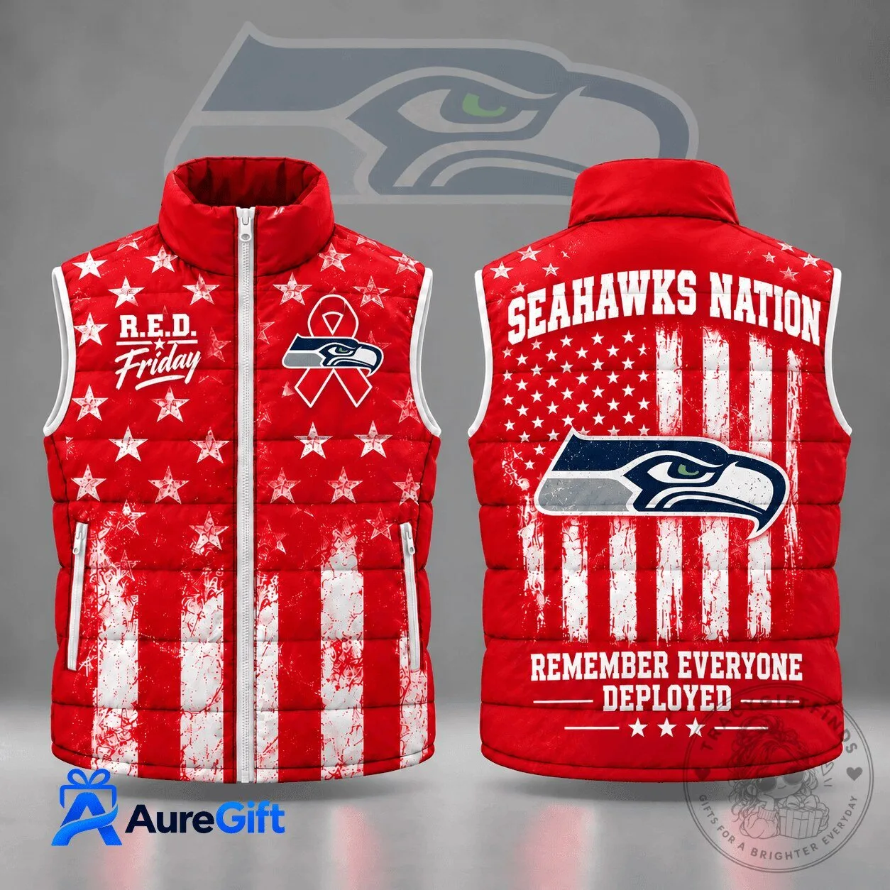 Seattle Seahawks Remember Everyone Deployed R.E.D. Friday Stars and Stripes Vest 1 Seattle Seahawks Remember Everyone Deployed R.E.D. Friday Stars and Stripes Vest