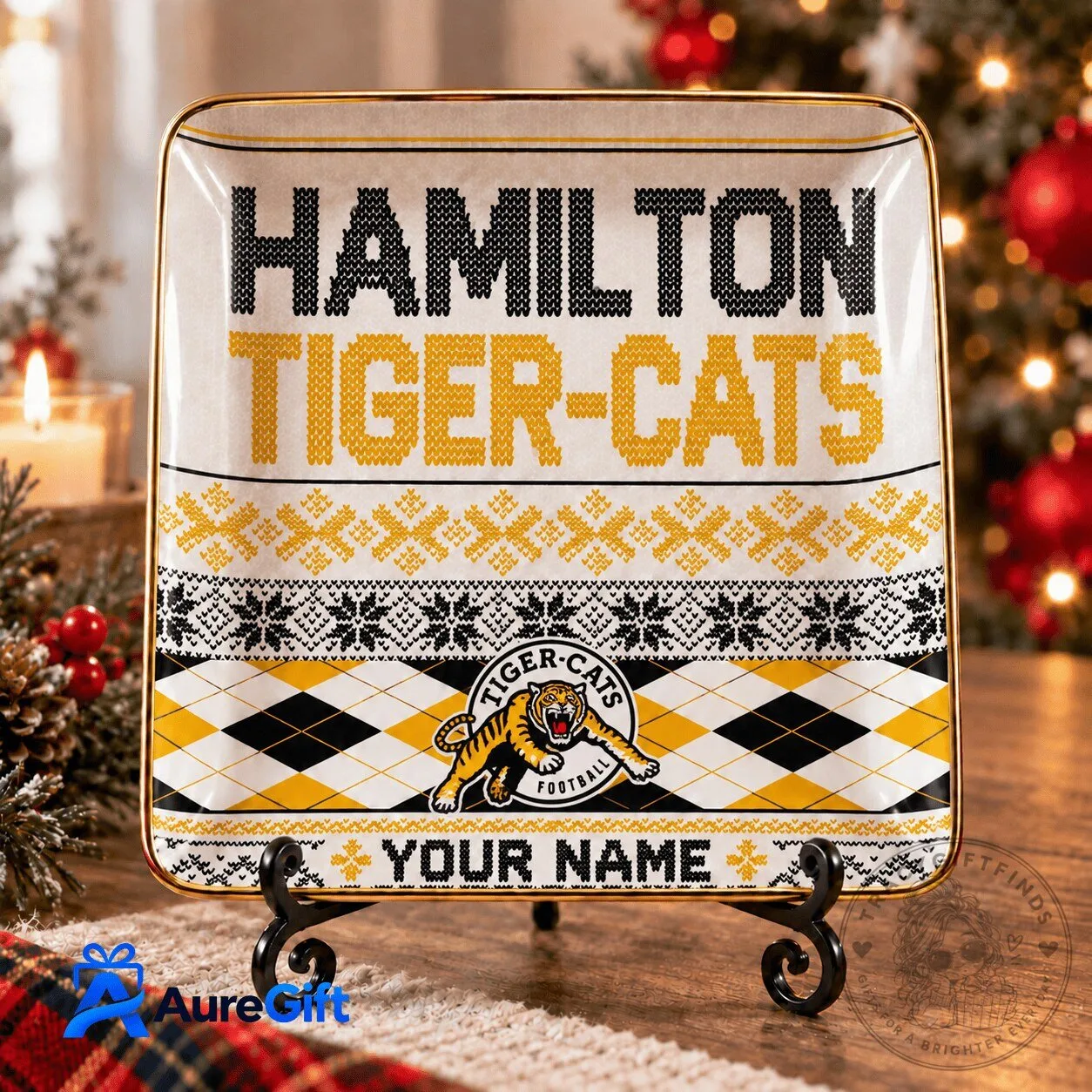 Hamilton Tiger-Cats Christmas Personalized Jewelry Dish Tray 1 Hamilton Tiger-Cats Christmas Personalized Jewelry Dish Tray