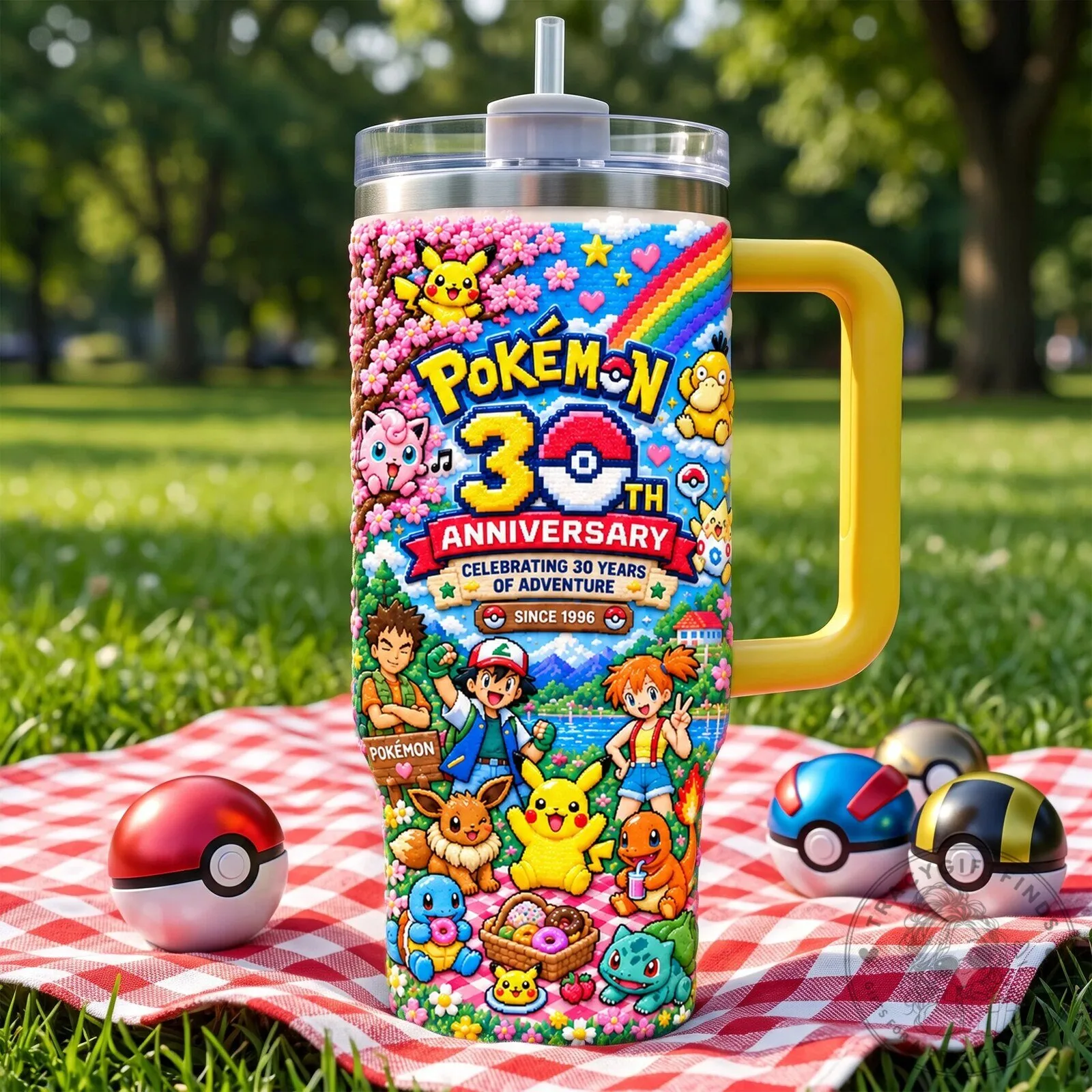 Pokemon 30th Anniversary Celebrating 30 Years of Adventure Tumbler