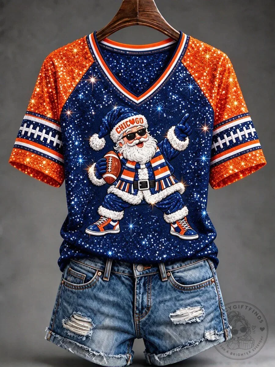 Chicago Bears Gameday Santa Claus Football T-Shirt