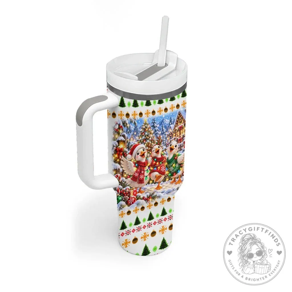 Just A Merry Goose Christmas Winter Village Fair Isle Pattern Tumbler With Handle 11 Just A Merry Goose Christmas Winter Village Fair Isle Pattern Tumbler With Handle