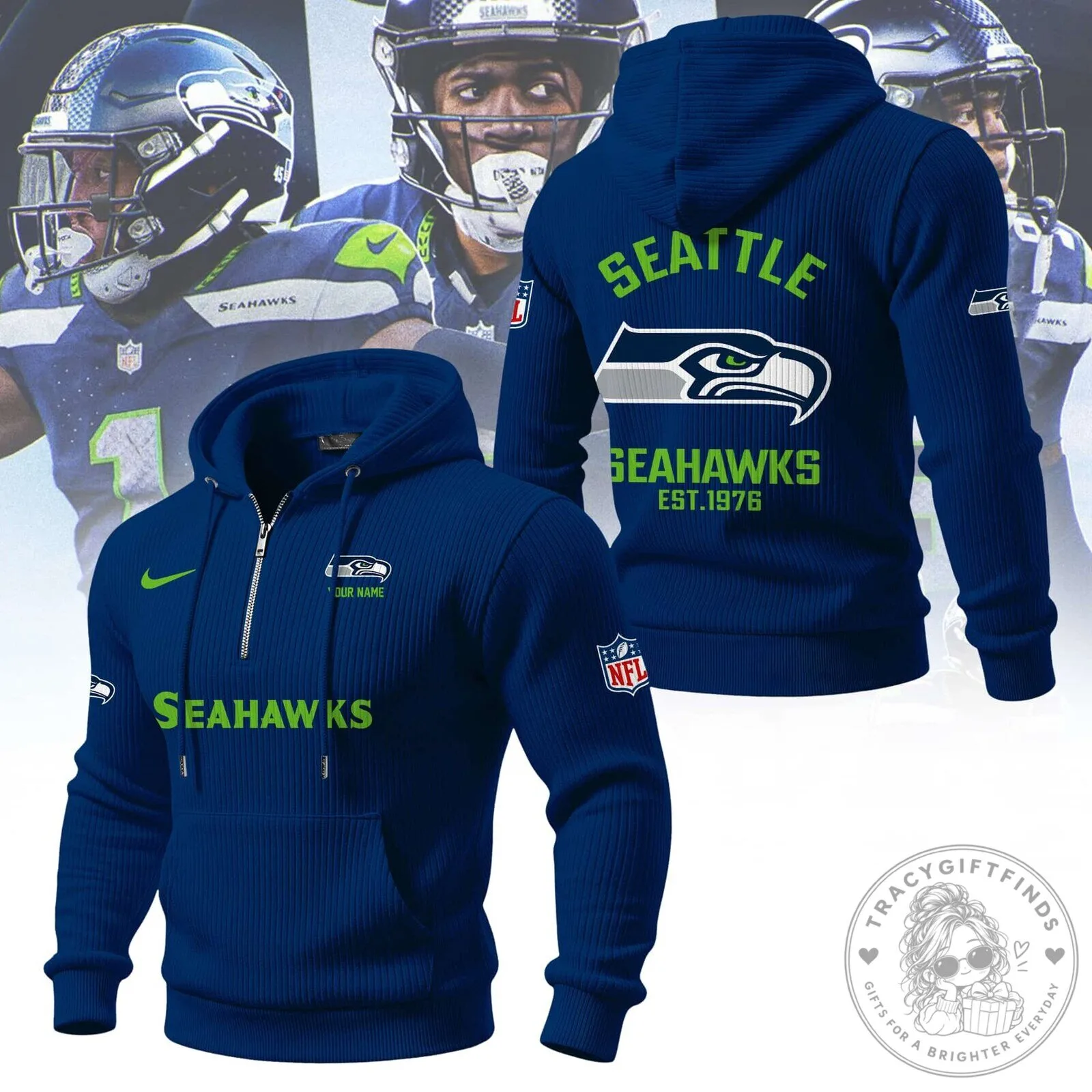 Seattle Seahawks National Football League Team Quarter-Zip Hoodie