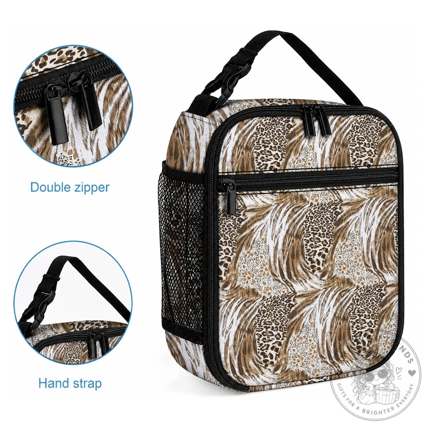 African Wild Animal Print Insulated Lunch Bag Leopard Pattern 6 African Wild Animal Print Insulated Lunch Bag Leopard Pattern