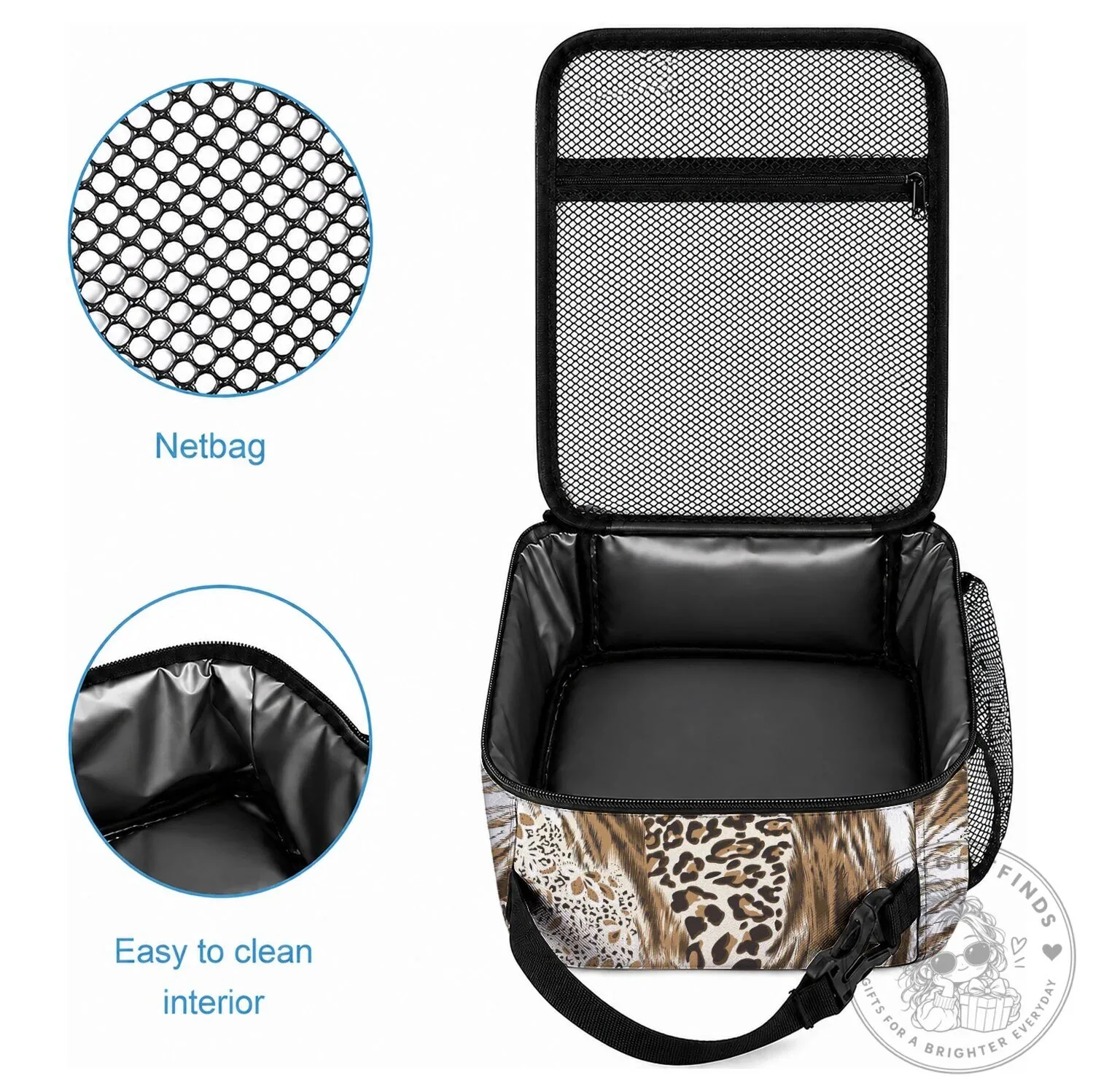 African Wild Animal Print Insulated Lunch Bag Leopard Pattern 7 African Wild Animal Print Insulated Lunch Bag Leopard Pattern