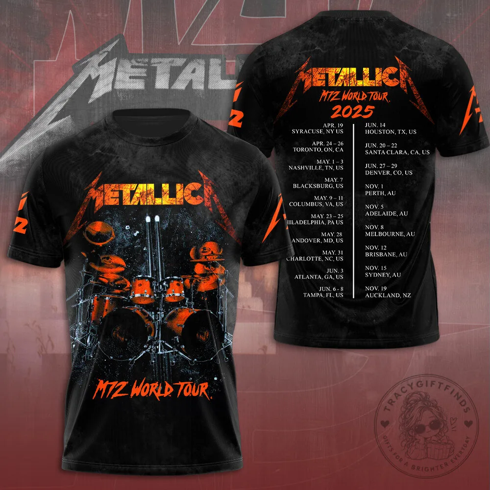 Black Graphic T-Shirt featuring the Metallica M72 World Tour 2025 Concert Schedule 3 Black Graphic T-Shirt featuring the Metallica M72 World Tour 2025 Concert Schedule