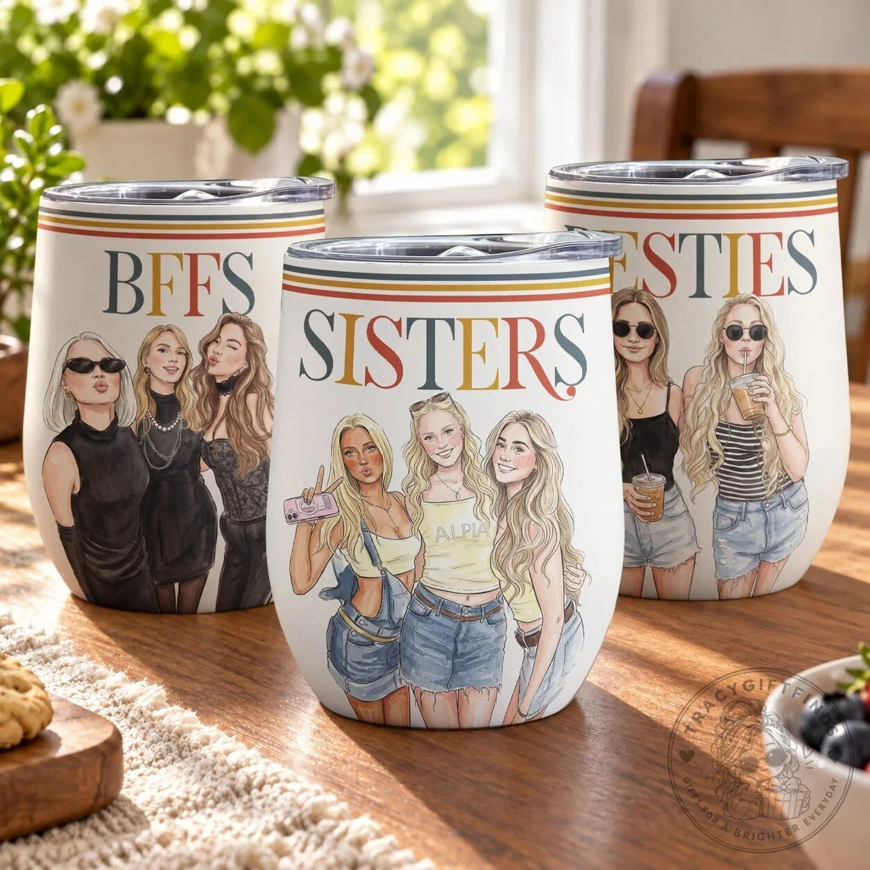 Personalized Best Friends Sisters Watercolor Art Insulated Stainless Steel Tumbler 8 Personalized Best Friends Sisters Watercolor Art Insulated Stainless Steel Tumbler