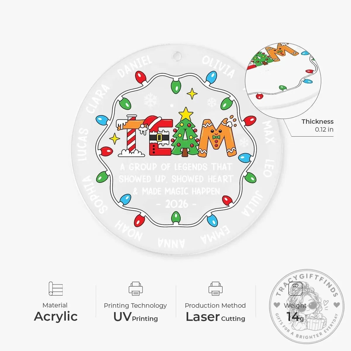 Personalized Team Christmas Legends 2026 Acrylic Ornament 10 Personalized Team Christmas Legends 2026 Acrylic Ornament