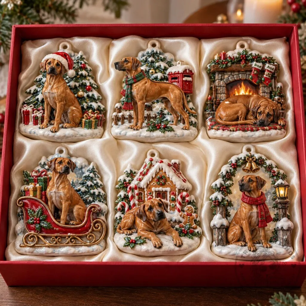 Rhodesian Ridgeback Christmas Tree Holiday Ornament Set Rhodesian Ridgeback Christmas Tree Holiday Ornament Set