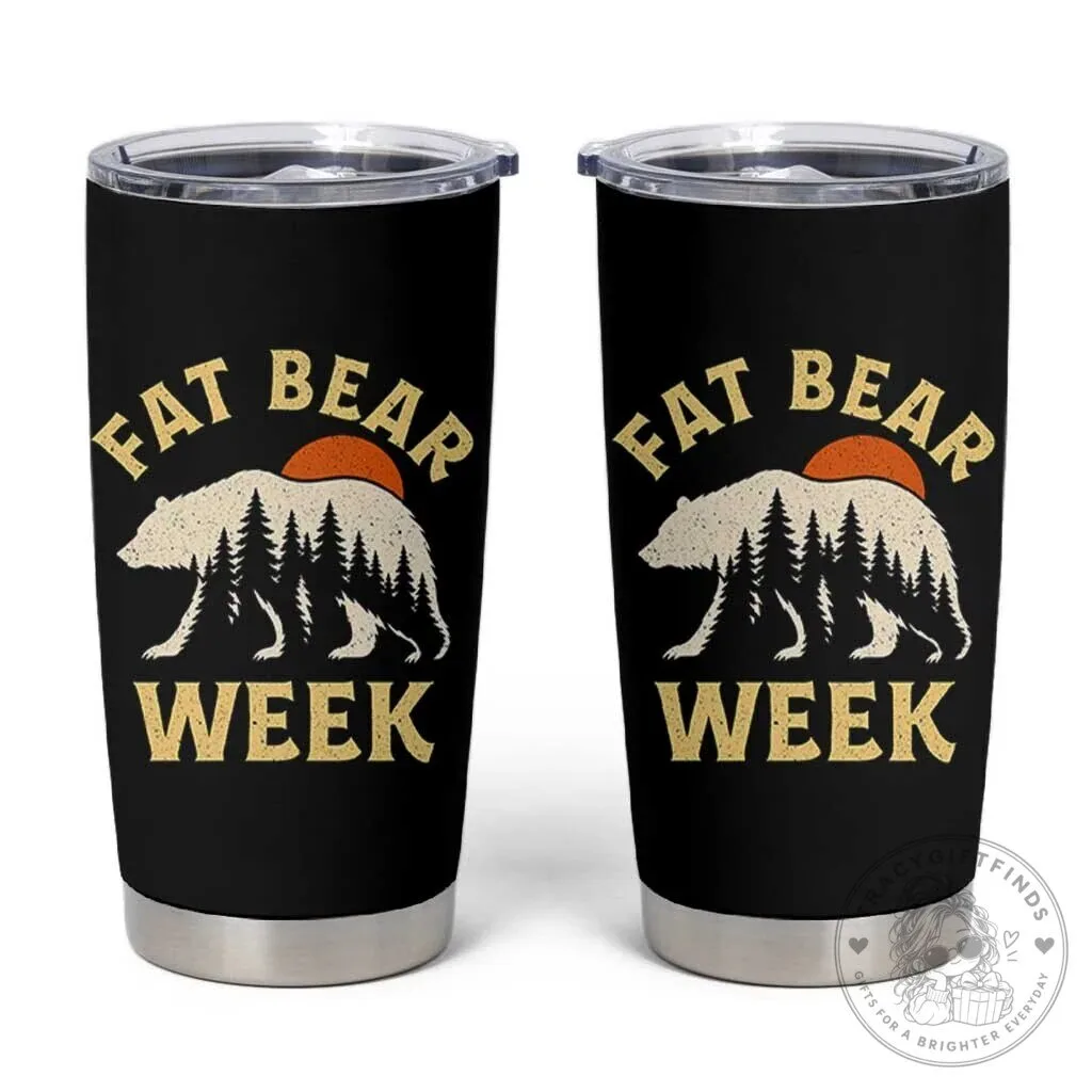 Fat Bear Week Vintage Sunset Forest Graphic Tumbler Cup Alaska Wildlife Nature Lover 2 Fat Bear Week Vintage Sunset Forest Graphic Tumbler Cup Alaska Wildlife Nature Lover