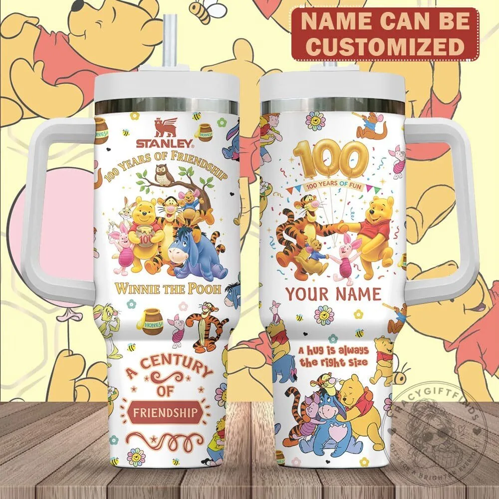 Personalized Stainless Steel Tumbler for Winnie The Pooh's 100 Years of Friendship
