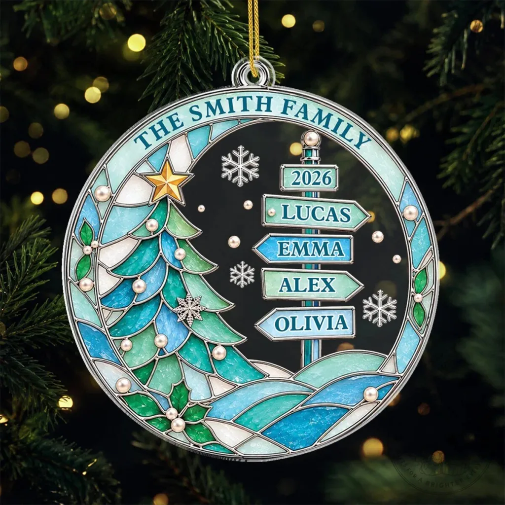 Personalized Family Christmas Tree Stained Glass Style Acrylic Ornament Personalized Family Christmas Tree Stained Glass Style Acrylic Ornament