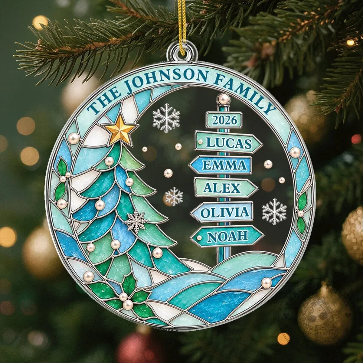 Personalized Family Christmas Tree Stained Glass Style Acrylic Ornament 9 Personalized Family Christmas Tree Stained Glass Style Acrylic Ornament